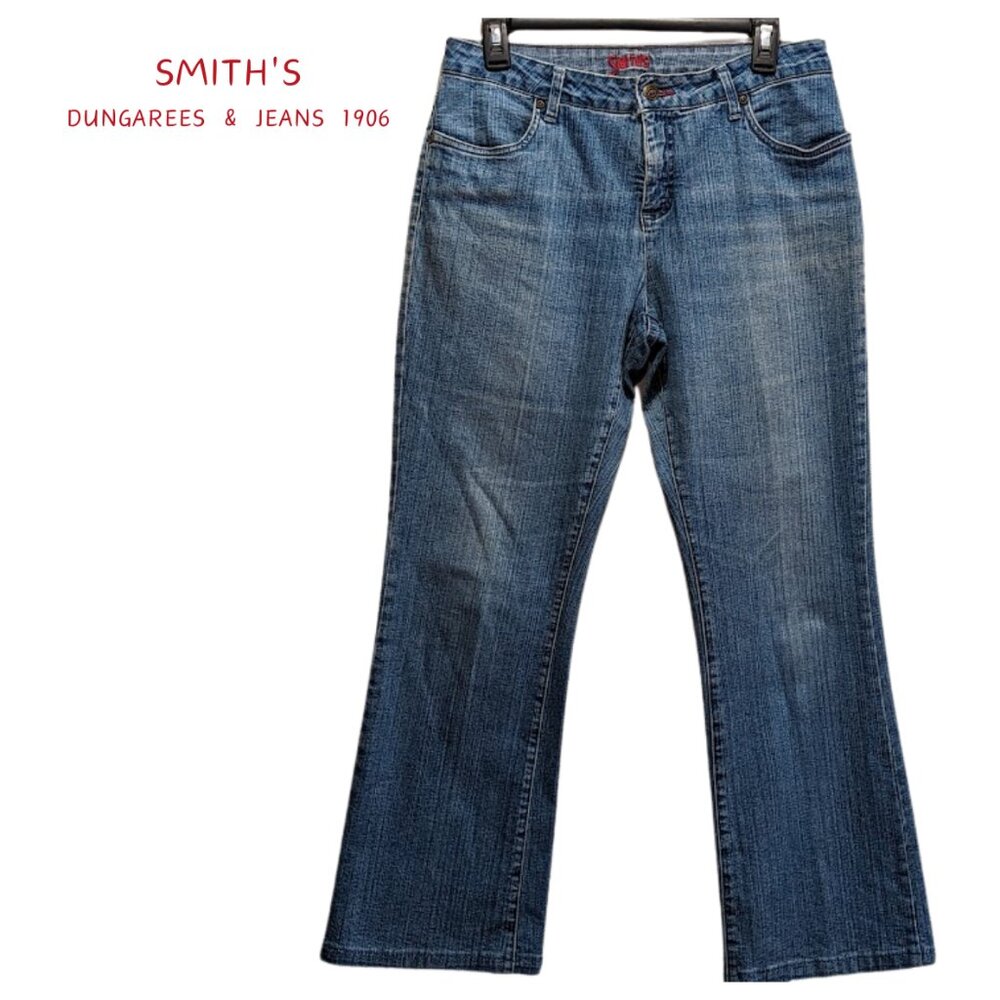Women's Smith's Jeans 1906 Med-Wash Boot Cut Whiskered Embroidered Jeans Size 10
